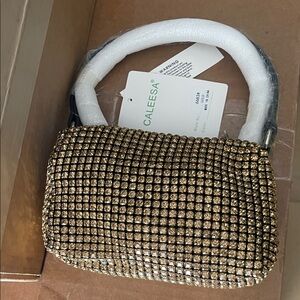 CALEESA Gold Crystal Evening Wristlet